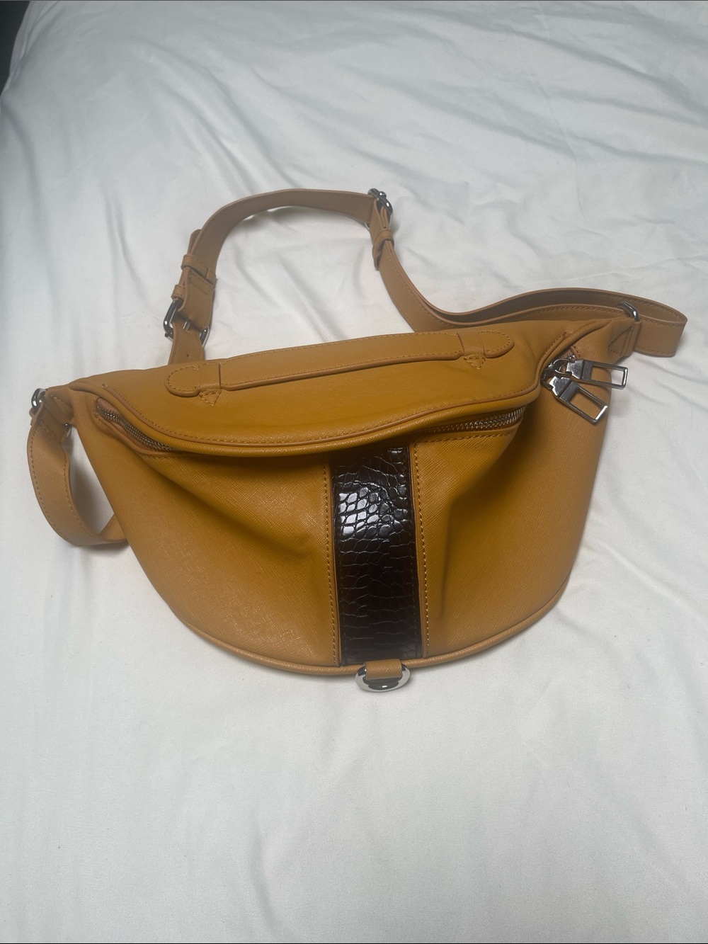 Zara Crossbody/Fani Bag with Croc-Texture Accent